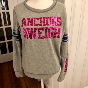 Navy Anchors Away Pink Victoria Secret sweatshirt